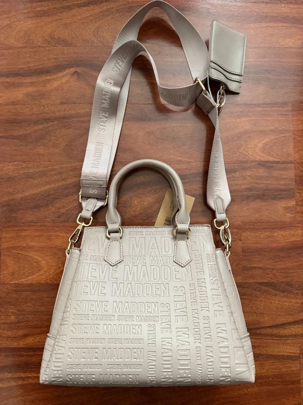 Steve Madden Blush Embossed Satchel with Wide Logo Strap